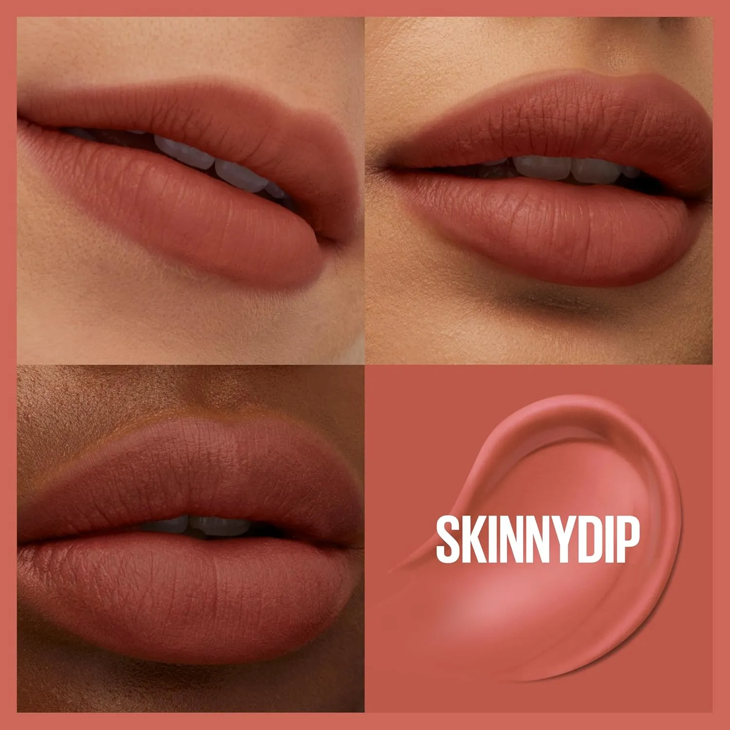 MAYBELLINE Super Stay Teddy Lip Tint, Long Lasting Matte Lipstick For Up To 12HR Wear, Skinnydip, 1 Count