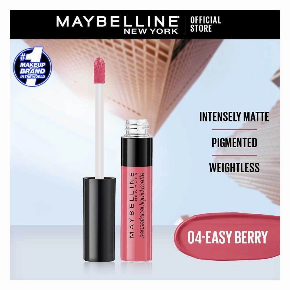 Maybelline New York Sensational Liquid Matte Lip Tint - Long lasting, Lightweight, Soft Matte Liquid Lipstick - Easy Berry