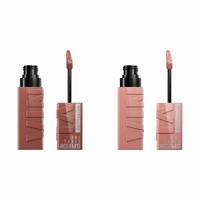 MAYBELLINE Super Stay Vinyl Ink Longwear No-Budge Liquid Lipcolor Makeup, Highly Pigmented Color and Instant Shine, Punchy Nude and Captivated Pink Lipstick, 0.14 fl oz, 1 Count Bundle