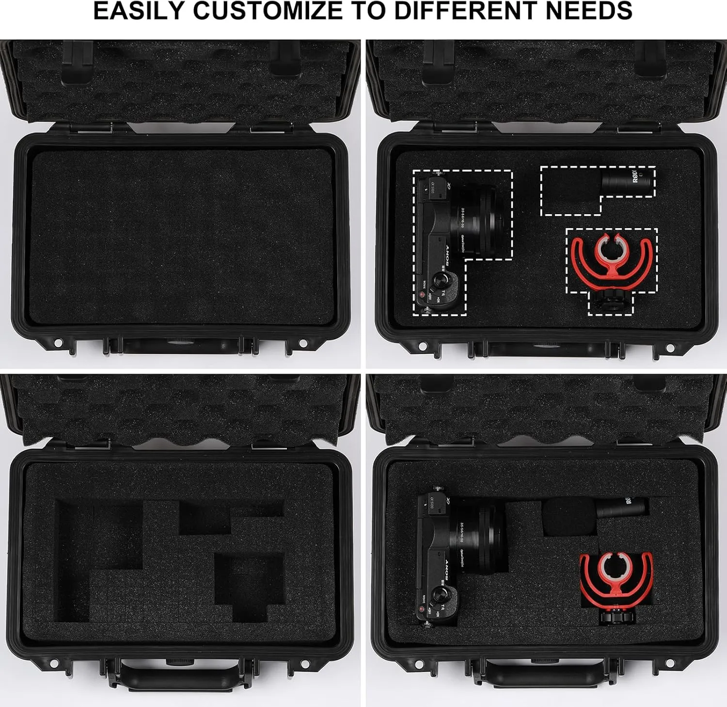 Mayouko Portable Tool Box with Shock- Proof Sponge, Water Proof Grade IP67, Waterproof Hard Case with Foam Insert, Shockproof Carrying Case, Explosion Proof Box, 11.6"L×8.3"W×3.9"H