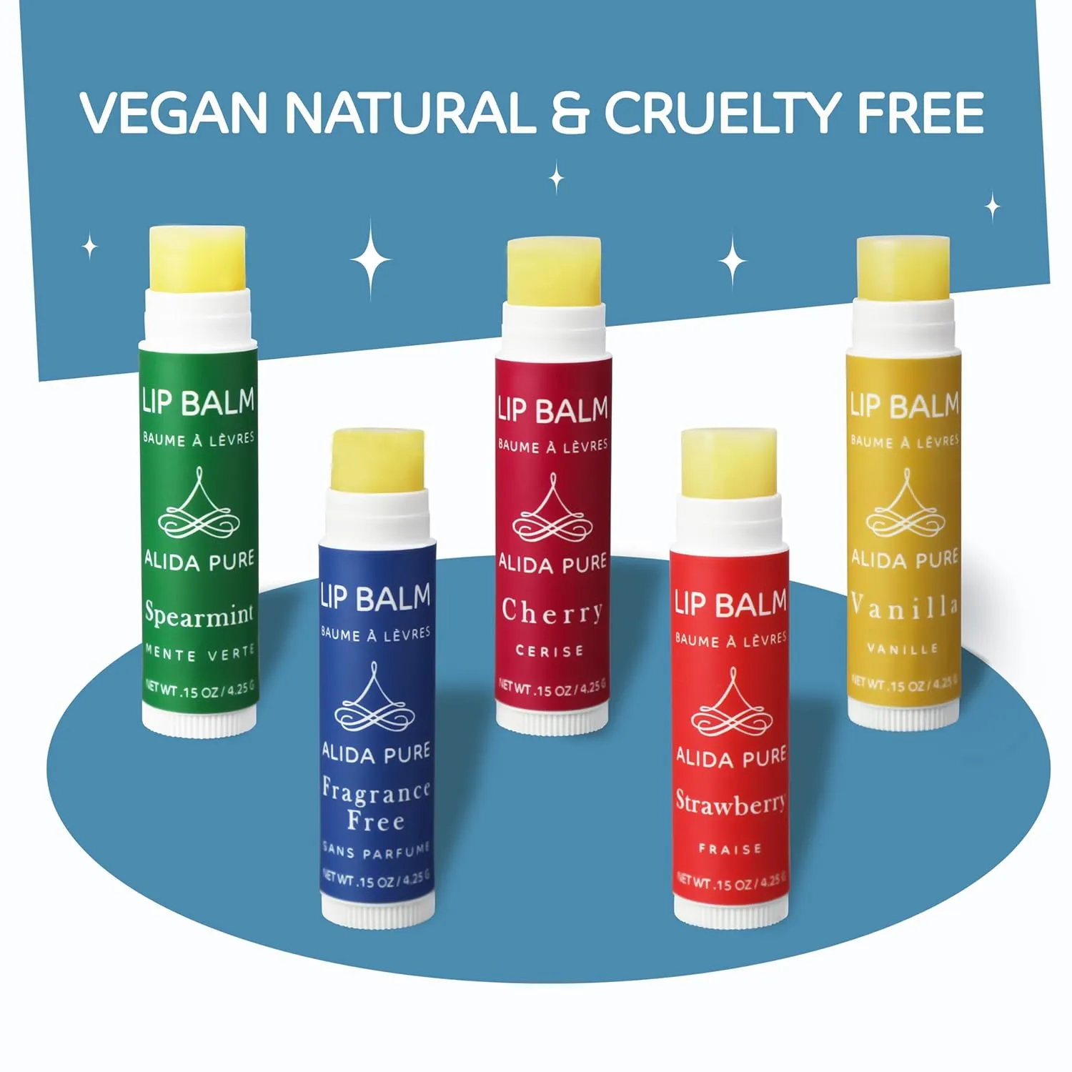 Melody Lip Balm Collection, Vegan Set, Beeswax Free, with Avocado And, Organic Jojoba Oil, and Vitamin E, Natural Moisturizer for Dry, Chapped Lips, 5 Tube Set