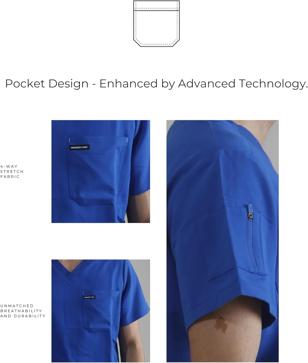 Members Only Manchester V-Neck Scrub Top with Pockets | Medical Scrubs for Men |Hospital Uniform | Comfortable Stretch Fabric