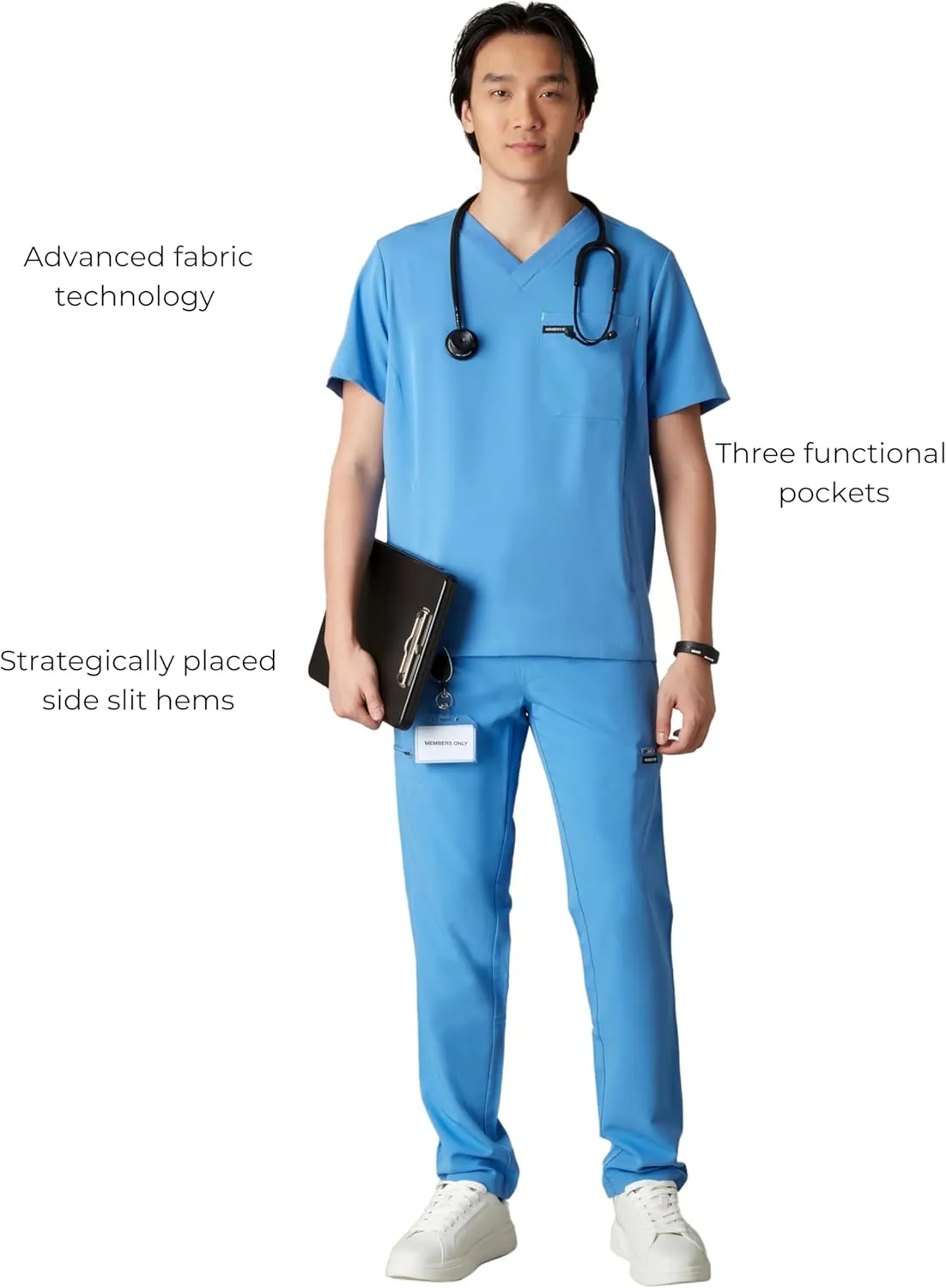 Members Only Manchester V-Neck Scrub Top with Pockets | Medical Scrubs for Men |Hospital Uniform | Comfortable Stretch Fabric