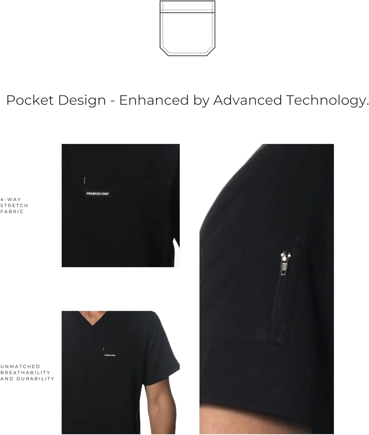 Members Only Manchester V-Neck Scrub Top with Pockets | Medical Scrubs for Men |Hospital Uniform | Comfortable Stretch Fabric