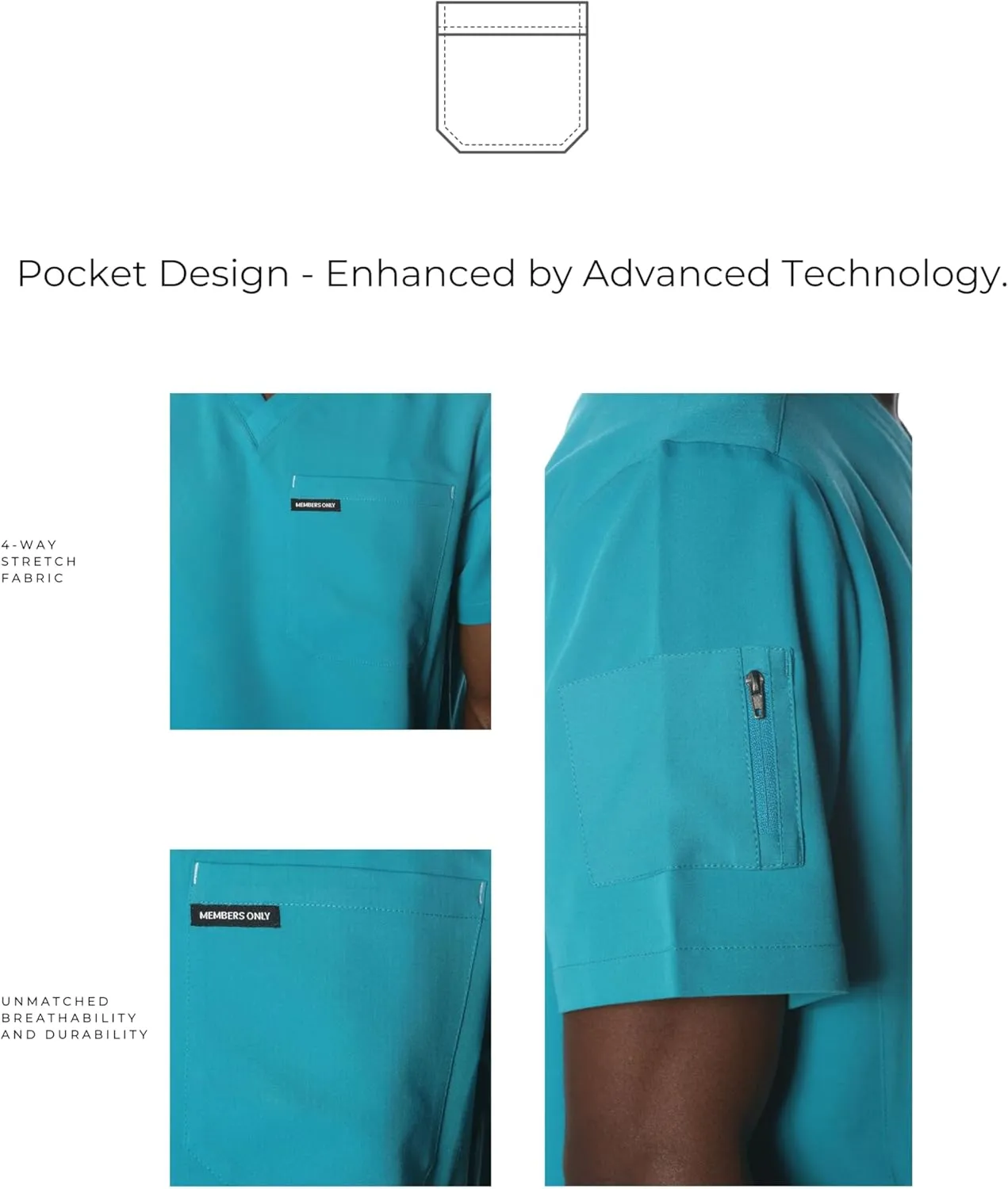Members Only Manchester V-Neck Scrub Top with Pockets | Medical Scrubs for Men |Hospital Uniform | Comfortable Stretch Fabric