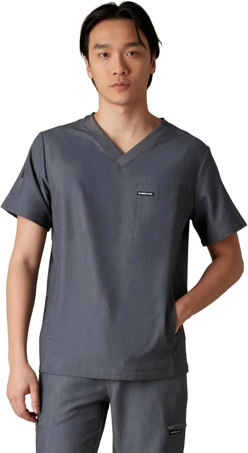 Members Only Manchester V-Neck Scrub Top with Pockets | Medical Scrubs for Men |Hospital Uniform | Comfortable Stretch Fabric