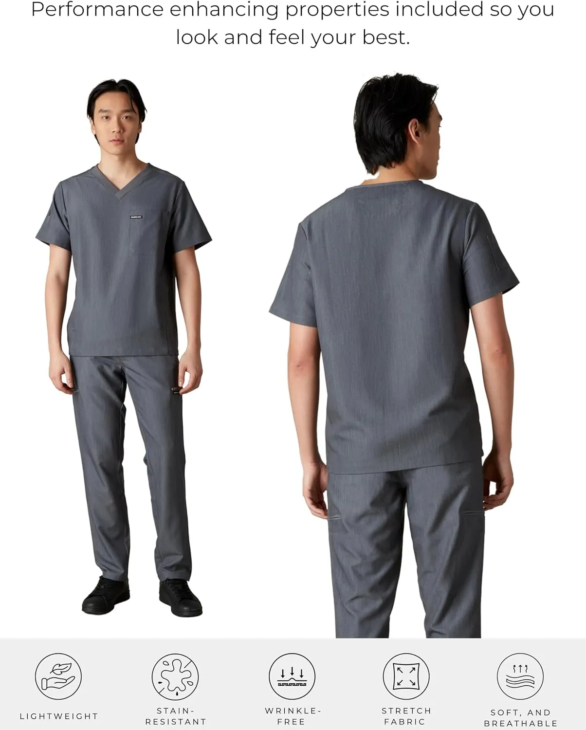 Members Only Manchester V-Neck Scrub Top with Pockets | Medical Scrubs for Men |Hospital Uniform | Comfortable Stretch Fabric