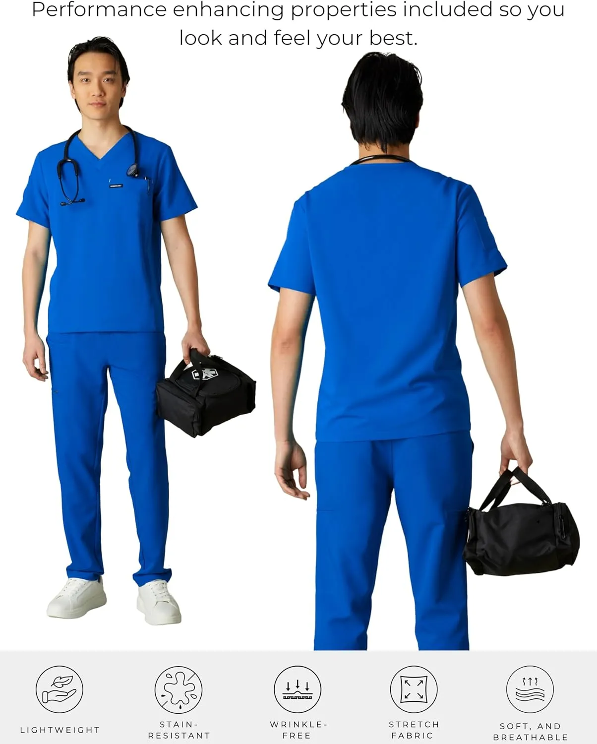 Members Only Manchester V-Neck Scrub Top with Pockets | Medical Scrubs for Men |Hospital Uniform | Comfortable Stretch Fabric