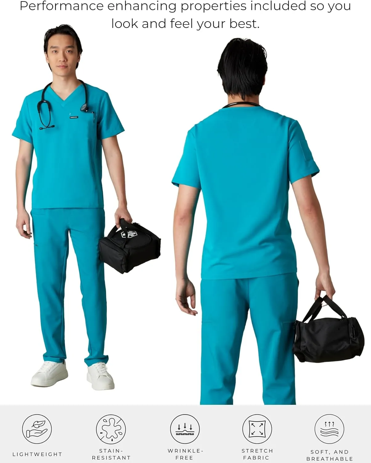 Members Only Manchester V-Neck Scrub Top with Pockets | Medical Scrubs for Men |Hospital Uniform | Comfortable Stretch Fabric