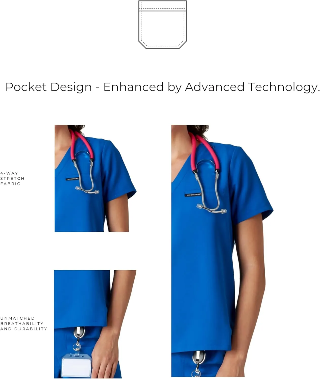 Members Only Women's Bari Scrub Top with 1 Pocket |Hospital Uniform|