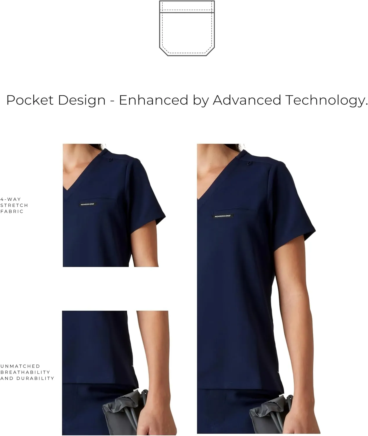 Members Only Women's Bari Scrub Top with 1 Pocket |Hospital Uniform|