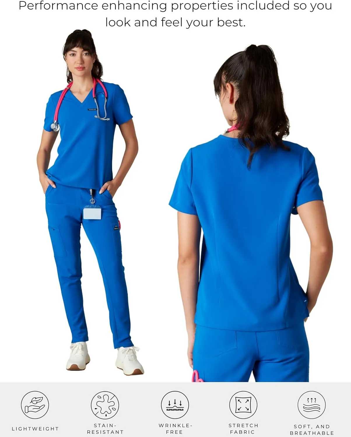Members Only Women's Bari Scrub Top with 1 Pocket |Hospital Uniform|