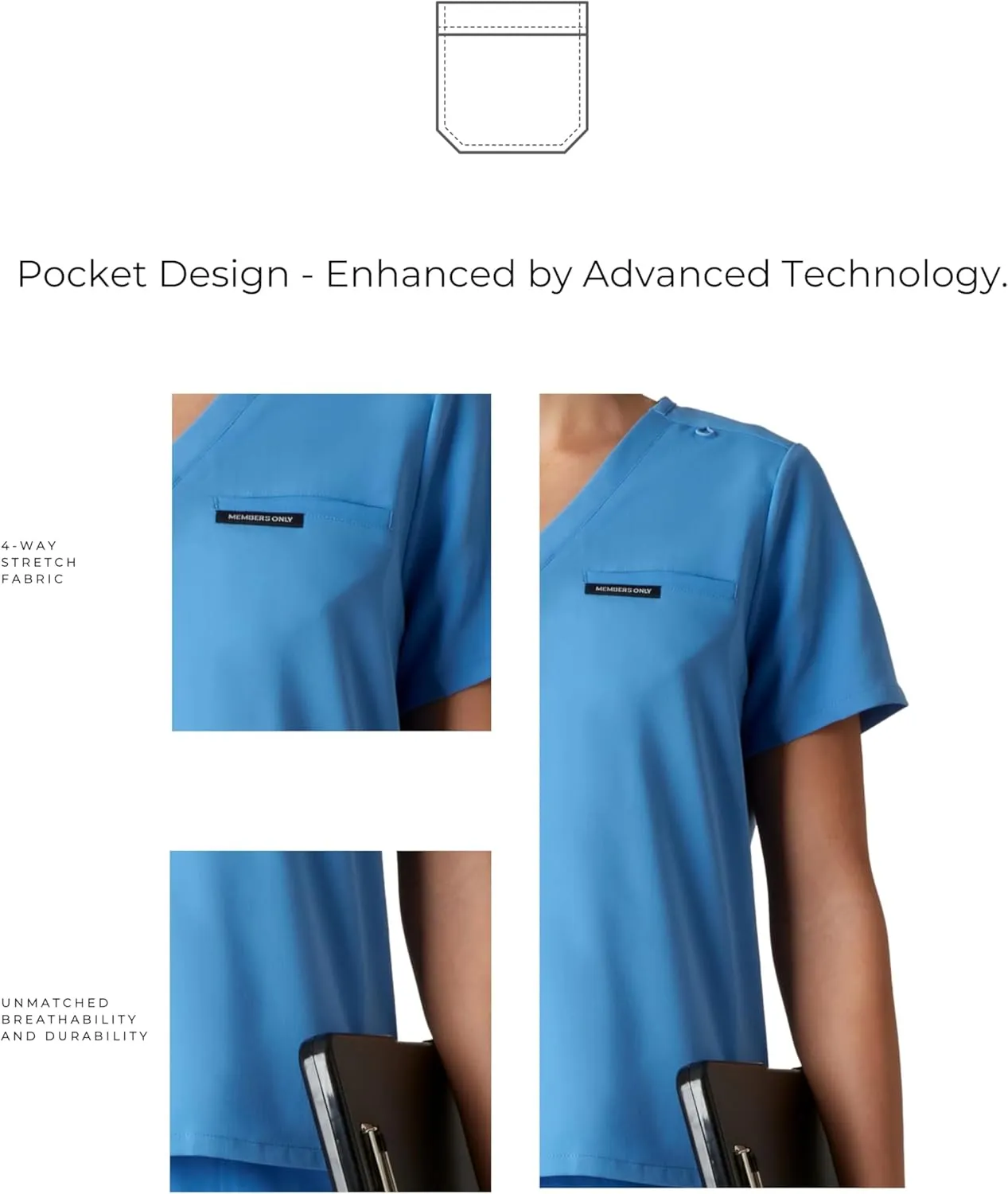 Members Only Women's Bari Scrub Top with 1 Pocket |Hospital Uniform|