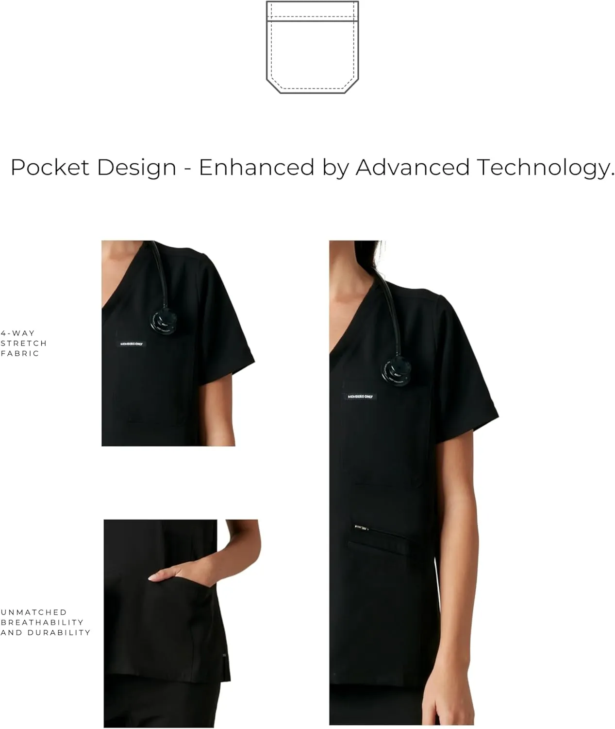Members Only Women's Palermo Scrub Top with 4 Pocket | Hospital Uniform|