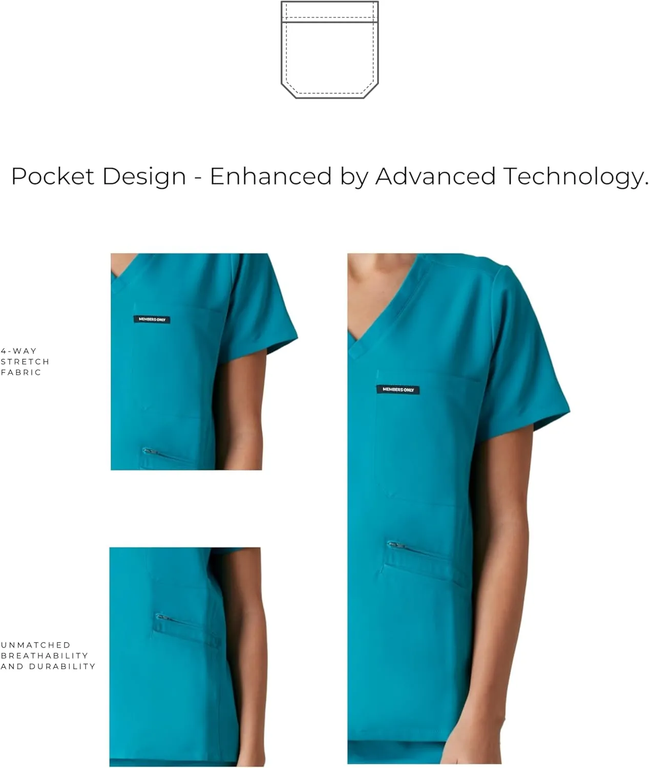 Members Only Women's Palermo Scrub Top with 4 Pocket | Hospital Uniform|