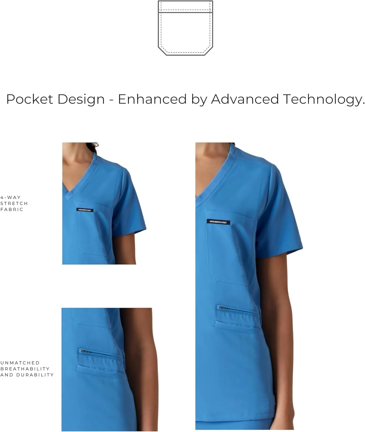 Members Only Women's Palermo Scrub Top with 4 Pocket | Hospital Uniform|