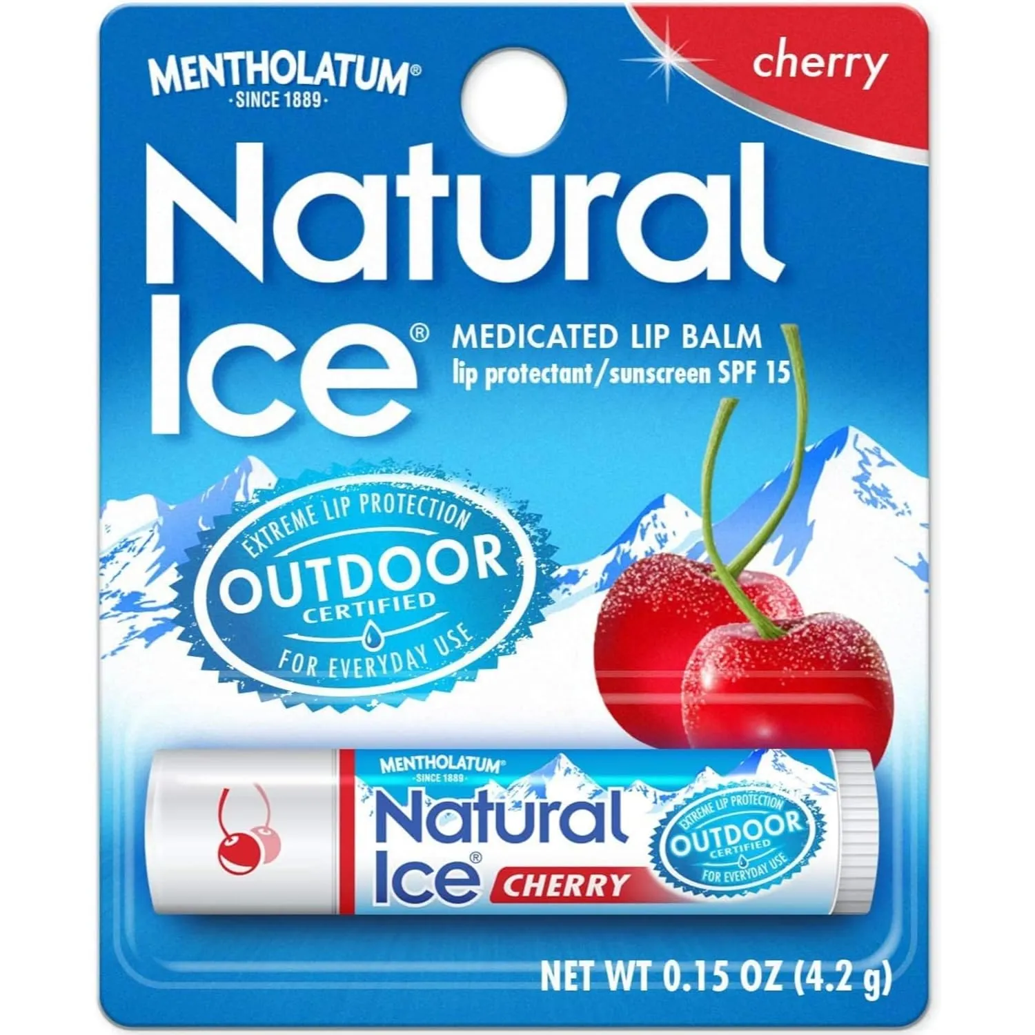 Mentholatum Natural Ice Lip Balm Cherry SPF 15 1 Each (Pack of 8)