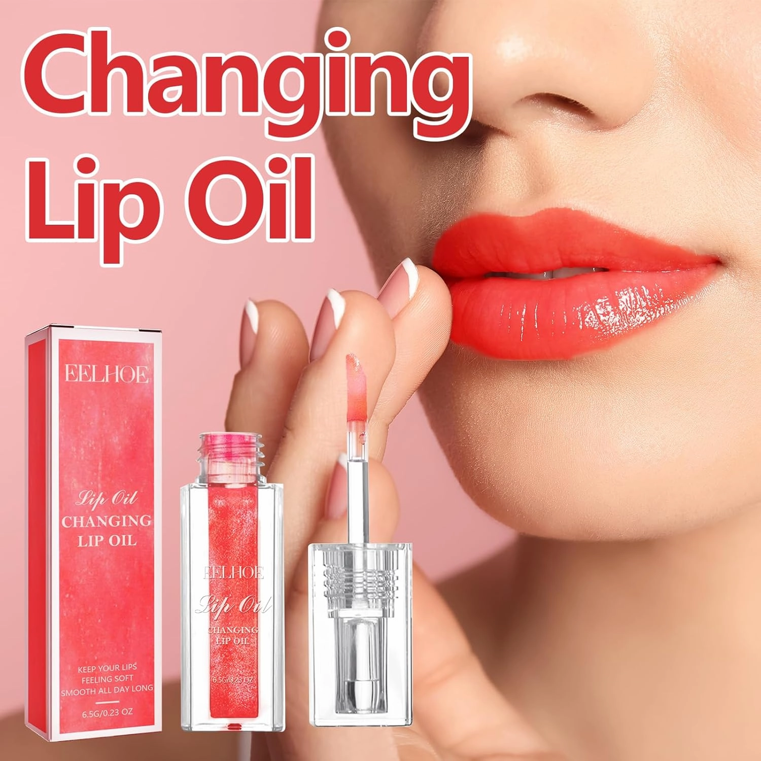 Midnight Boss Up Magic Color Changing Lip Oil Stain Cosmetic PH Actived Moisturizing Hydrating Glow Gloss Tinted Transparent Care Long Lasting Non-Sticky Fresh Texture Nourishing Pink Orange Red