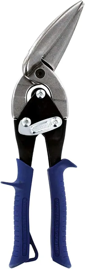 MIDWEST Power Cutters Long Cut Snip - Straight Cut Offset Tin Cutting Shears with Forged Blade & KUSH'N-POWER Comfort Grips - MWT-6516 New