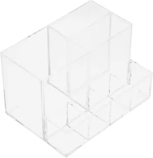Mikinona 1pc Acrylic Makeup Brush and Eyebrow Pencil Storage Box Clear Multi-compartment Organizer for Cosmetics Reduces Clutter Design for Easy Access and Cleaning