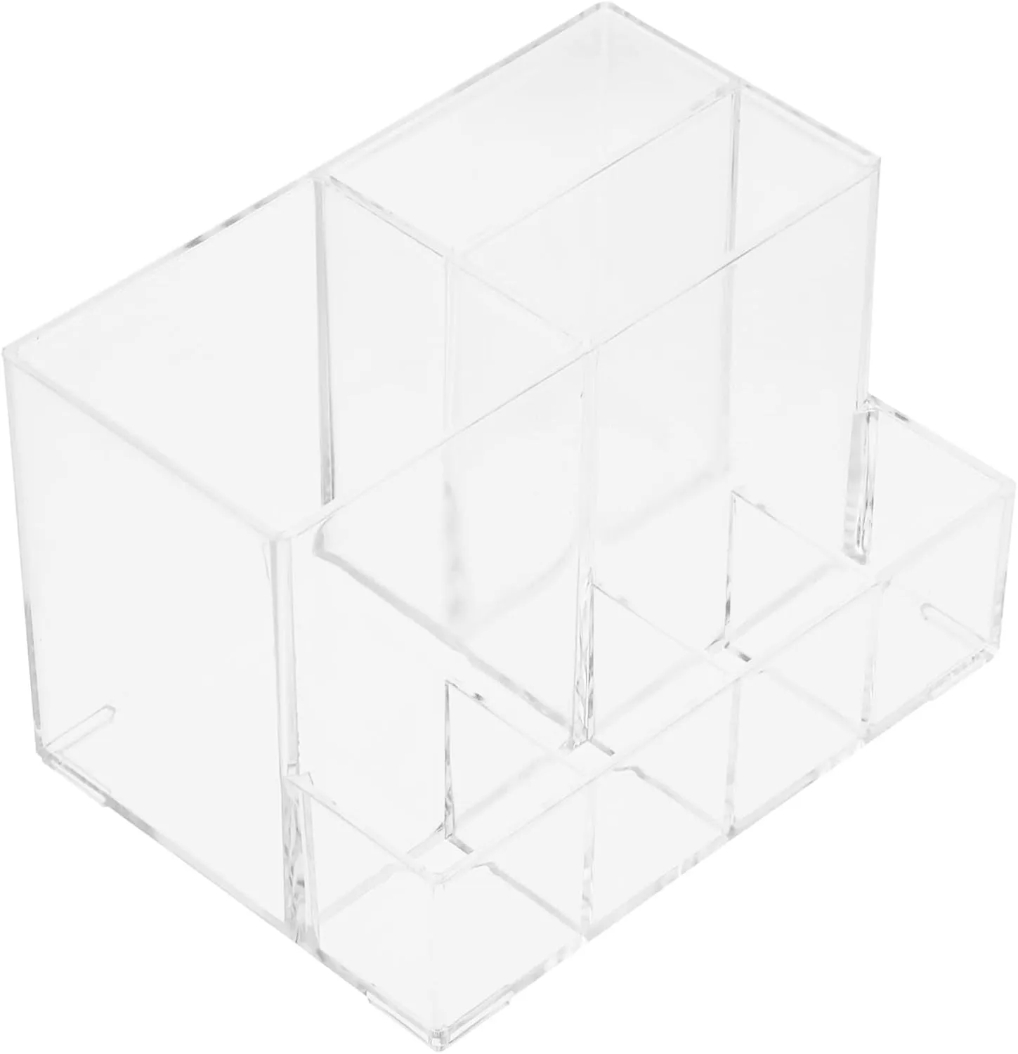 Mikinona 1pc Acrylic Makeup Brush and Eyebrow Pencil Storage Box Clear Multi-compartment Organizer for Cosmetics Reduces Clutter Design for Easy Access and Cleaning