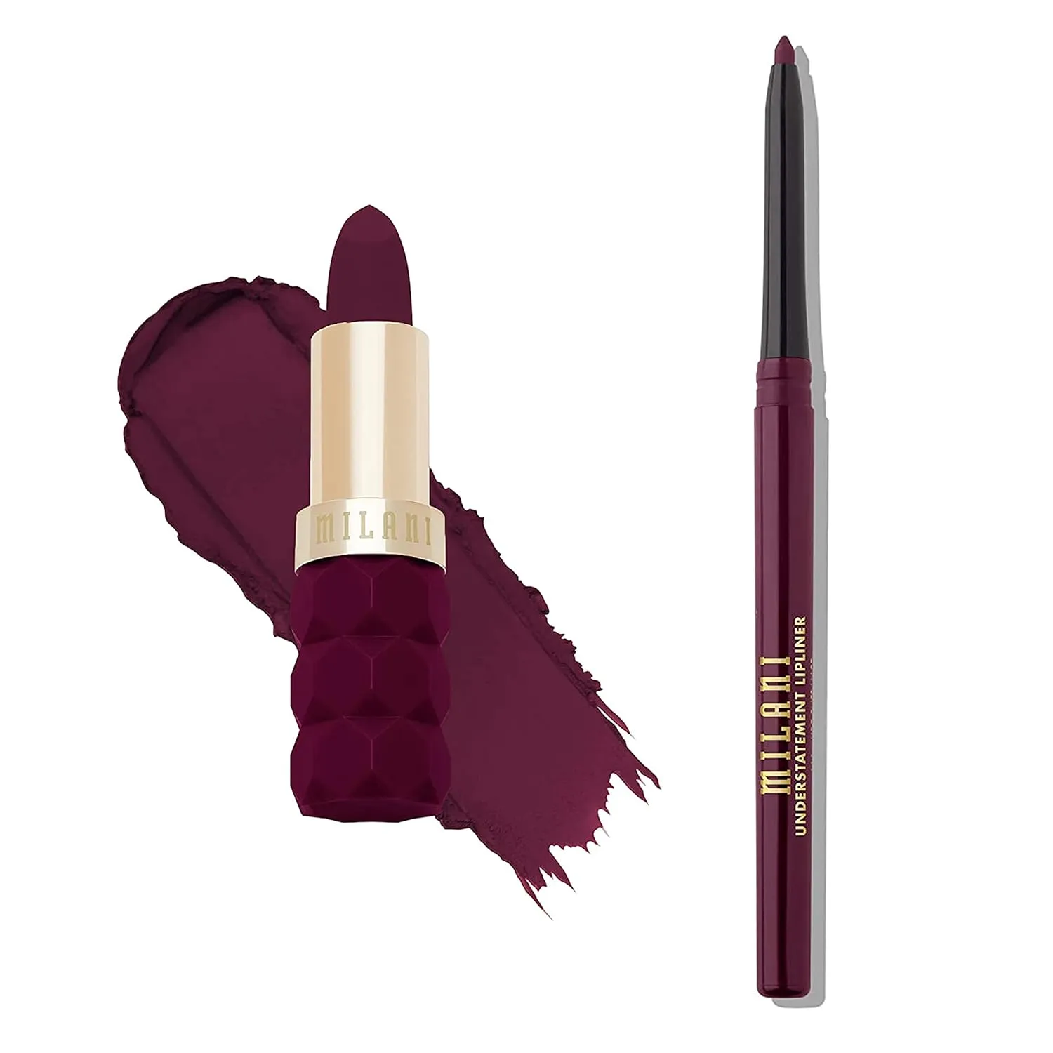 Milani Color Fetish Lipstick and Understatement Lipliner Bundle - Dahlia & Brazenberry