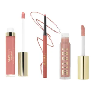 Milani Stay Put Longwear Liquid Lipstick The Moment   Understatement Lipliner Pencil - Highly Pigmented Retractable Soft Lip Liner Pencil   Keep It Full Nourishing Lip Plumper - Prismatic Peach