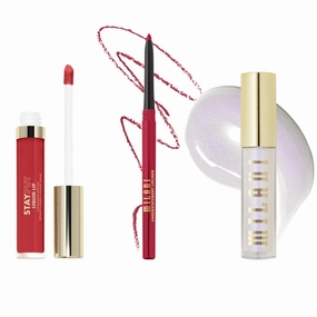Milani Stay Put Longwear Liquid Lipstick Unhinged   Understatement Lipliner Pencil - Highly Pigmented Retractable Soft Lip Liner Pencil   Keep It Full Nourishing Lip Plumper - Moonlight