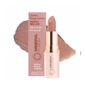 Mineral Fusion Lipstick, Vivid & Smudge-Free Lip Color with Avocado Oil, Cocoa Seed Butter & More, Long-Lasting Vegan Lipstick, FD&C Dye-Free, Cruelty-Free, Paraben-Free, Gluten Free, Peach Bellini