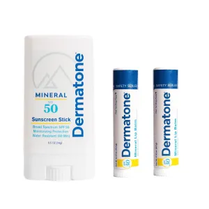 Mineral Lips & Face Bundle: SPF50 Sunscreen Stick and SPF30 Lip Balms