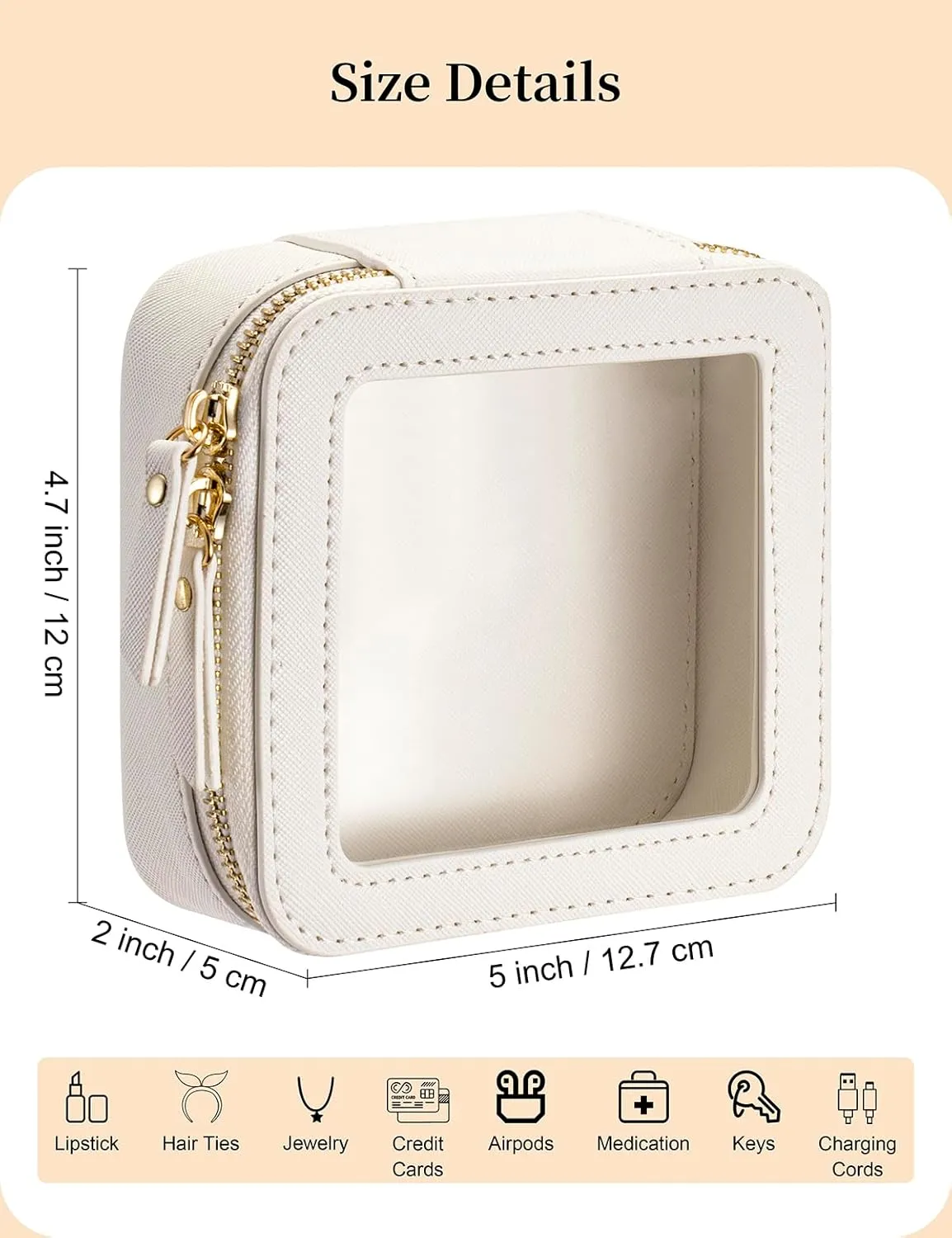 Mini Makeup Bag for Purse - Clear Travel Leather Toiletry Bag with Zipper - Car Organizer Bag - Small Waterproof Cosmetic Organizer Case for On-the-Go Essentials （Water Blue）