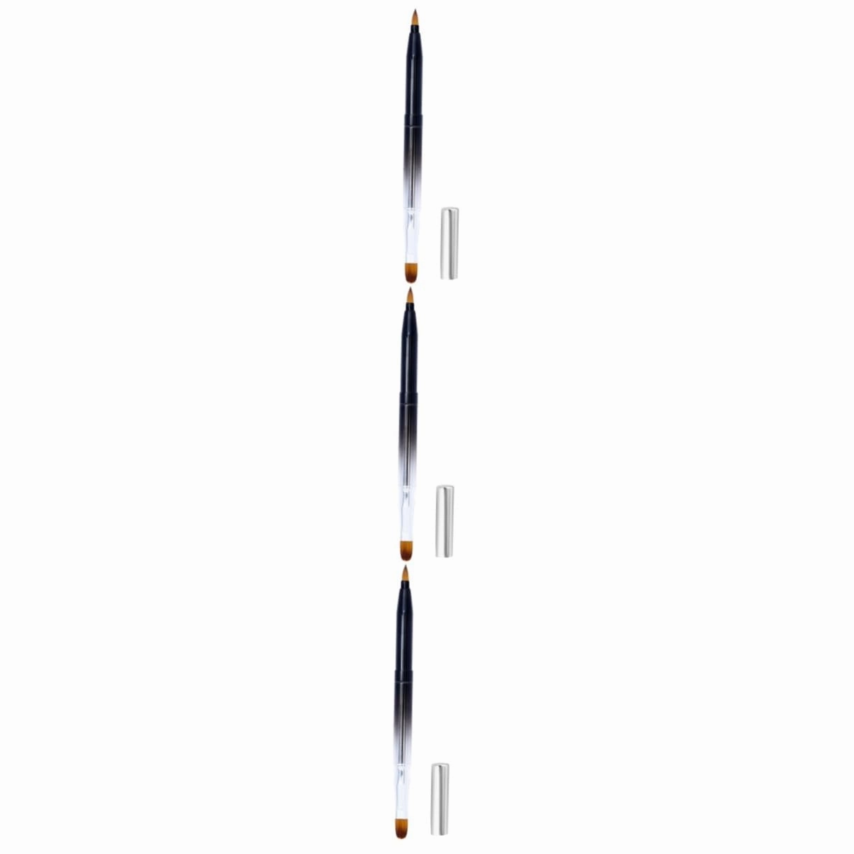 Mipcase 3pcs Retractable Lip Brush Metal Shell Compact Dual-ended Lipstick Applicator for Lip Gloss and Makeup Portable and Flexible Design Black Gradient Essential Tool for and Home Users