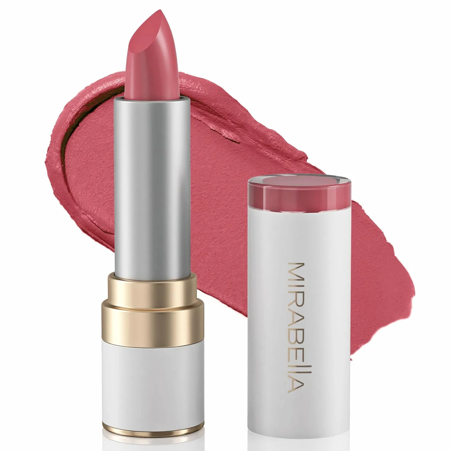Mirabella Sealed with a Kiss Lipstick for Women - Smudge Proof Lip Stick, Long Lasting Satin Lipstick with No Bleed Hydrating Formula - Lanolin & Vitamin E Infused (Coral Crush)