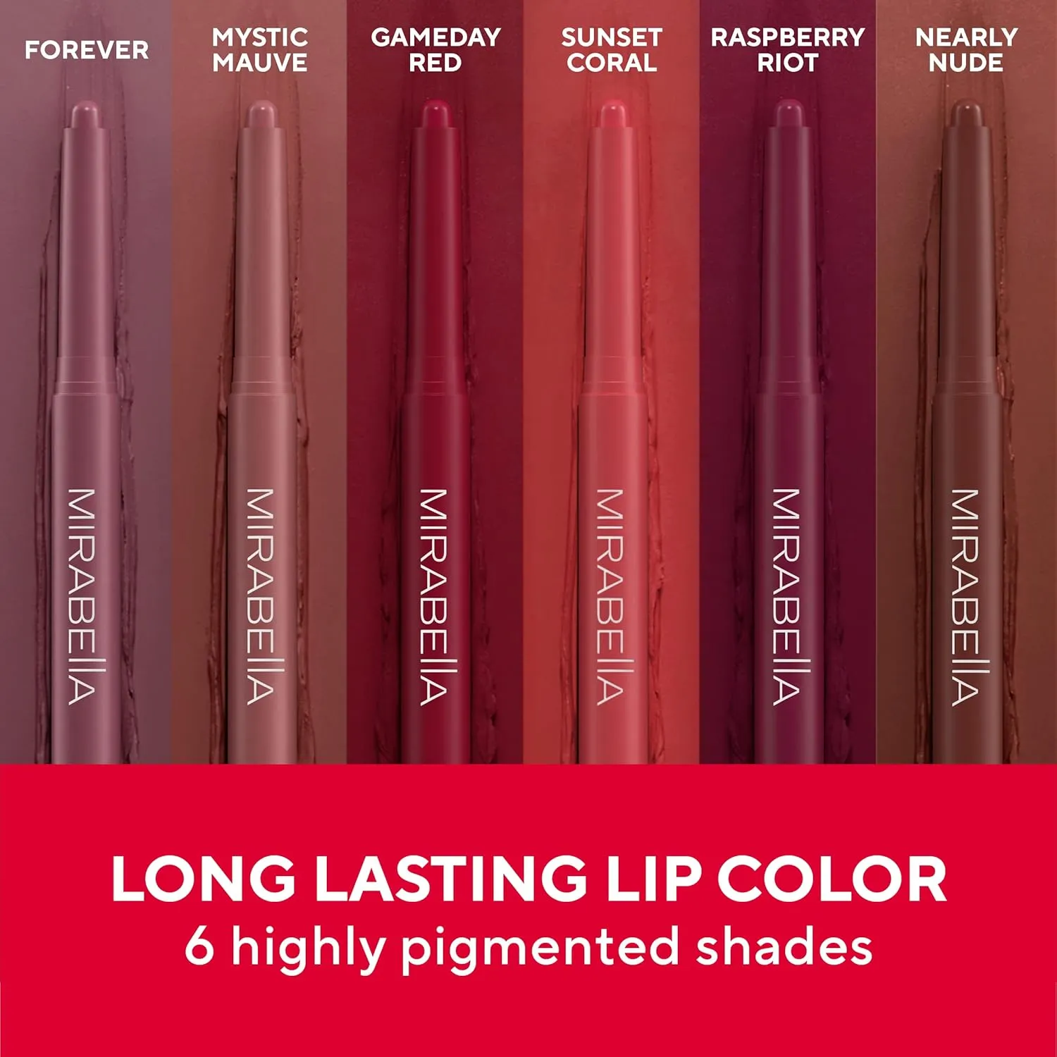 Mirabella Velvet Matte Lip Crayon - Long Lasting Lipstick Crayon & Lip Liner - Retractable, Highly Pigmented Lip Tint & Moisturizing Antioxidant Formula - Nearly Nude