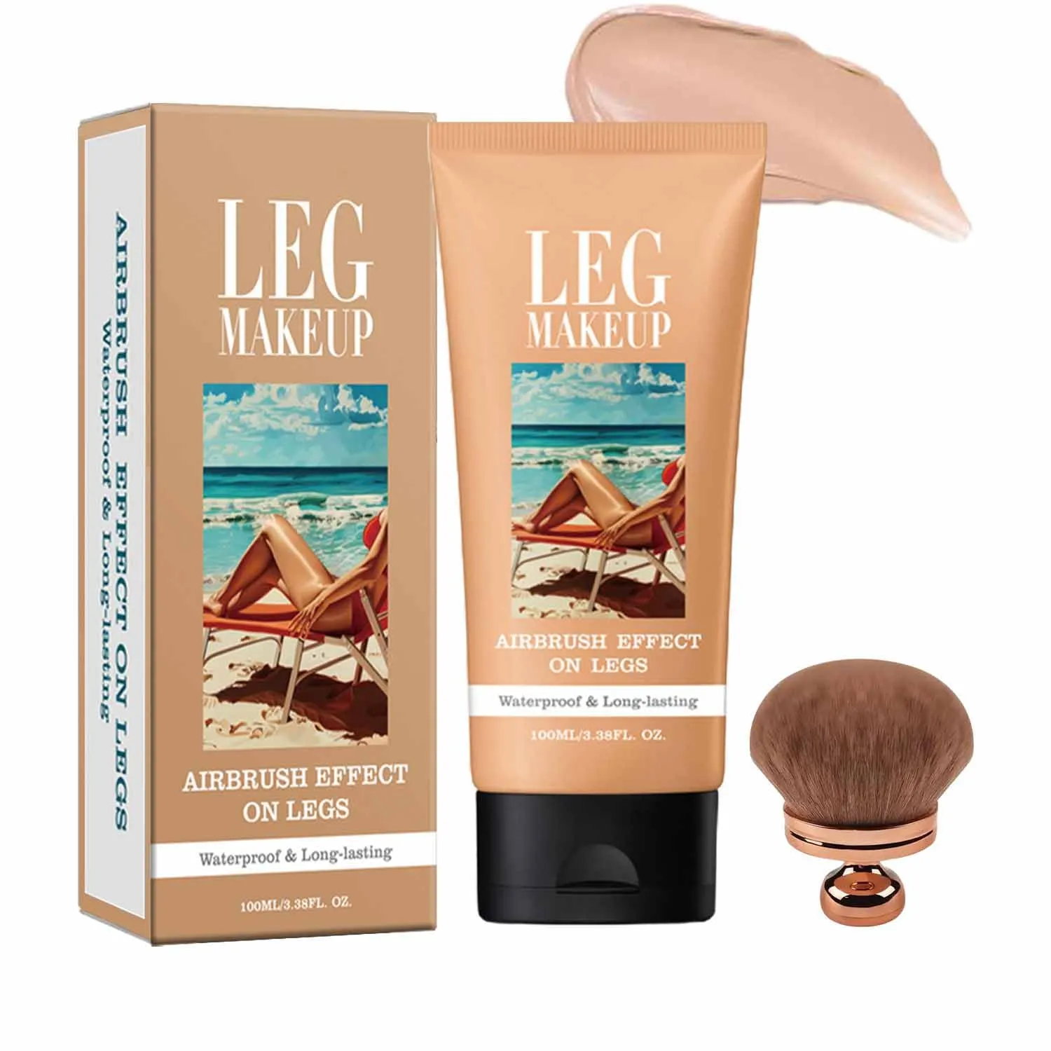 Miracle De Paris Leg Makeup, Miracle De Paris Body Coverage Perfector, All Over Complexion Perfector with Body Makeup Brush, Waterproof Long-Lasting Sweat-Proof Coverage Concealer (#02)