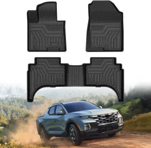 Mixsuper Floor Mats Compatible with 2022-2025 Hyundai Santa Cruz, All Weather Floor Liner Durable 1st & 2nd Row Set Black
