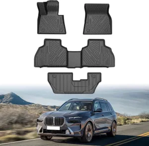 Mixsuper Floor Mats for 2019-2025 BMW X7, Only for 7 Passenger Models, All Weather Floor Liners for BMW X7 Accessories 3 Row Set Black