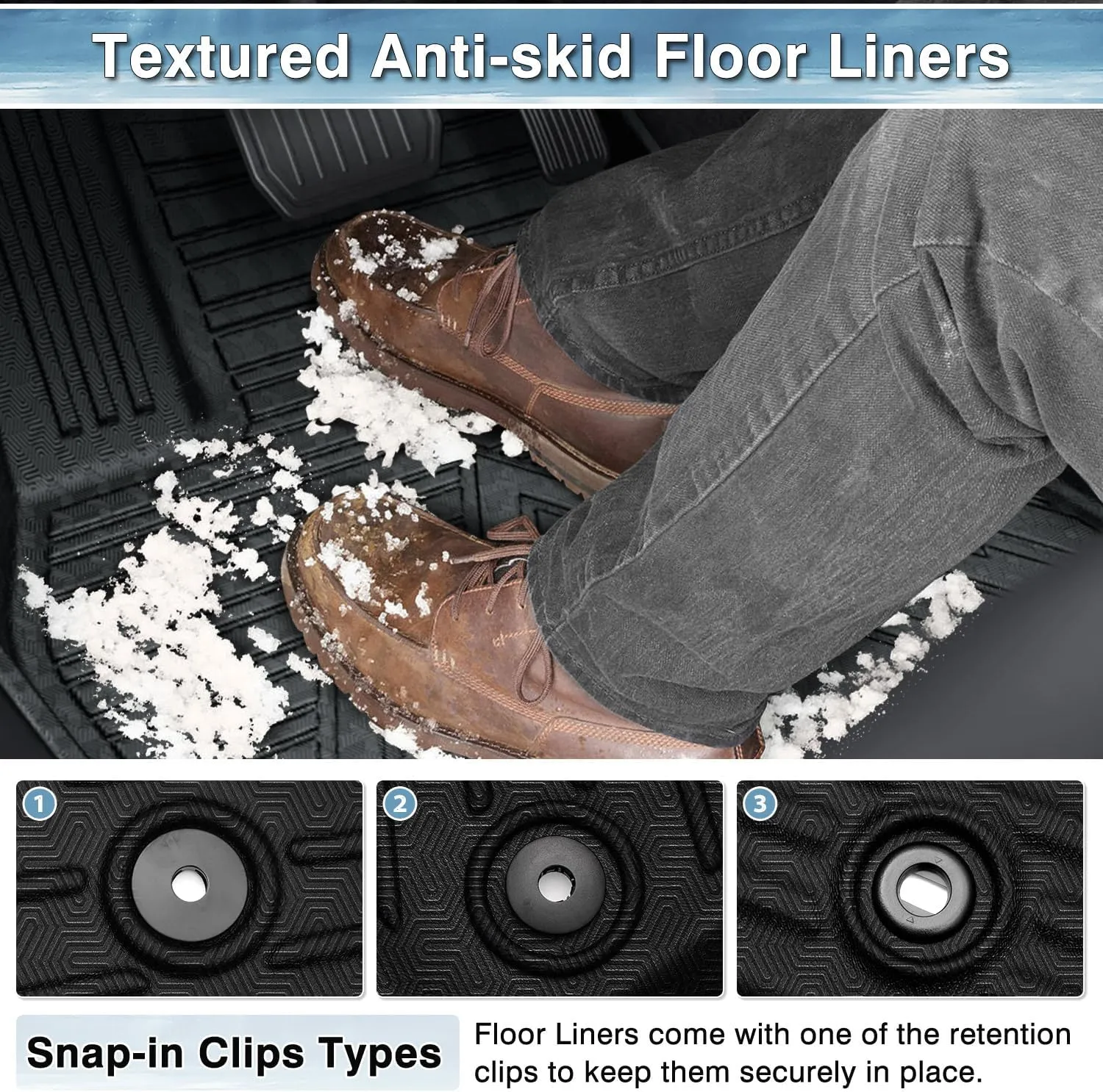 Mixsuper Floor Mats for Hyundai Kona 2024-2025 SE | SEL | N LINE | Limited (Not for Kona Electric) All Weather Floor Liners Durable 1st and 2nd Row Set Black