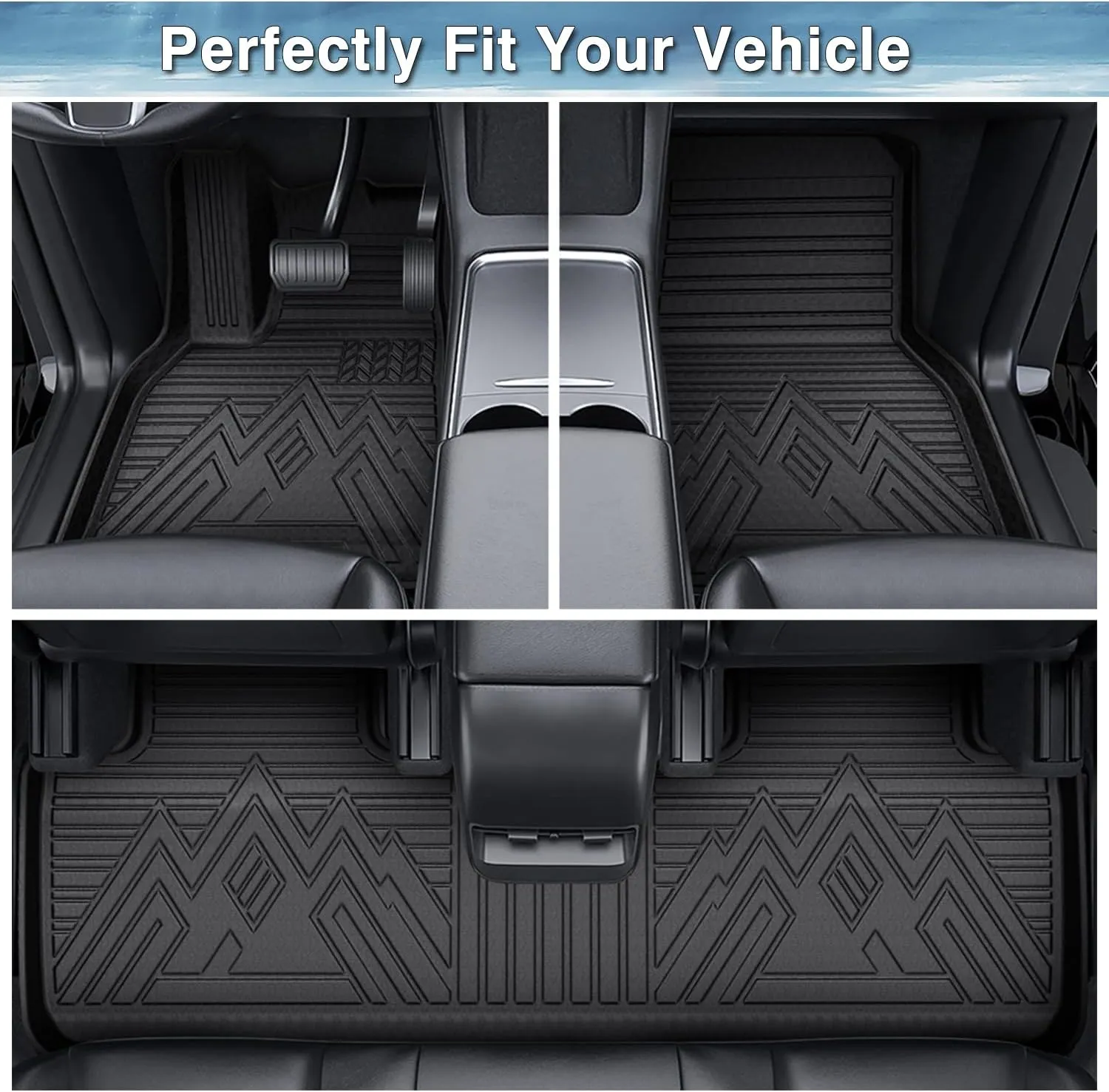 Mixsuper Floor Mats for Hyundai Kona 2024-2025 SE | SEL | N LINE | Limited (Not for Kona Electric) All Weather Floor Liners Durable 1st and 2nd Row Set Black