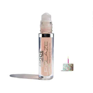 MODE Lip Glaze Flavored Lip Gloss BIRTHDAY CAKE Roll On Sweet Wet Deliciously Nourishing Shine, Hydrating Moisturizing Natural Skincare Fruit Oils