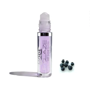 MODE Lip Glaze Flavored Lip Gloss BLUEBERRY CREAM Delicious Yummy Flavor, Roll On Sweet Wet Nourishing Shine, Hydrating Moisturizing Natural Skincare Fruit Oils, Made in NY USA