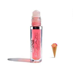MODE Lip Glaze Flavored Lip Gloss RAINBOW SHERBET Delicious Yummy Flavor, Roll On Sweet Wet Nourishing Shine, Hydrating Natural Skincare Fruit Oils, Made in NY USA