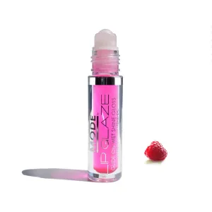 MODE Lip Glaze Flavored Lip Gloss RASPBERRY Delicious Yummy Flavor, Roll On Sweet Wet Nourishing Shine, Hydrating Natural Skincare Fruit Oils, Made in NY USA