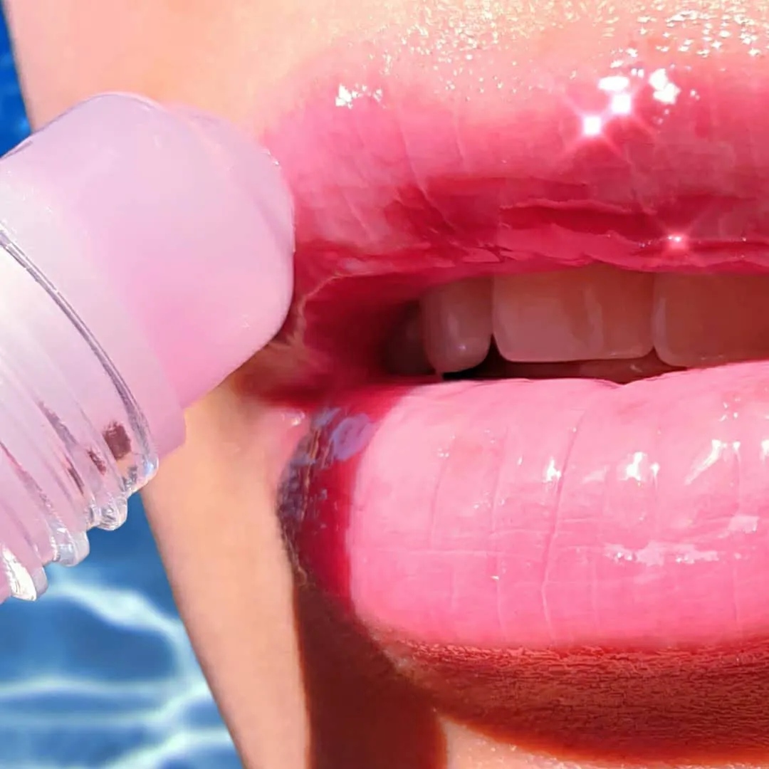 MODE Lip Glaze Flavored Lip Gloss STRAWBERRY Delicious Yummy Flavor, Roll On Sweet Wet Nourishing Shine, Hydrating Moisturizing Natural Skincare Fruit Oils, Made in NY USA