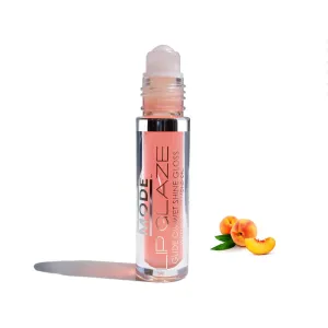 MODE Lip Glaze Flavored Lip Gloss SWEET GEORGIA PEACH Delicious Flavor, Roll On Sweet Wet Nourishing Shine, Hydrating Moisturizing Natural Skincare Fruit Oils, Made in NY USA