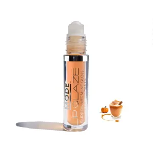 MODE Lip Glaze Flavored Lip Gloss Yummy PUMPKIN SPICE LATTE Flavor Roll On Sweet Wet Nourising Shine, Hydrating Moisturizing Natural Skincare Fruit Oils