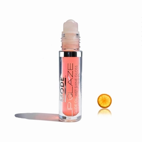 MODE Lip Glaze Flavored Lip Gloss ORANGE SORBET Delicious Yummy Flavor, Roll On Sweet Wet Nourishing Shine, Hydrating Moisturizing Natural Skincare Fruit Oils, Made in NY USA