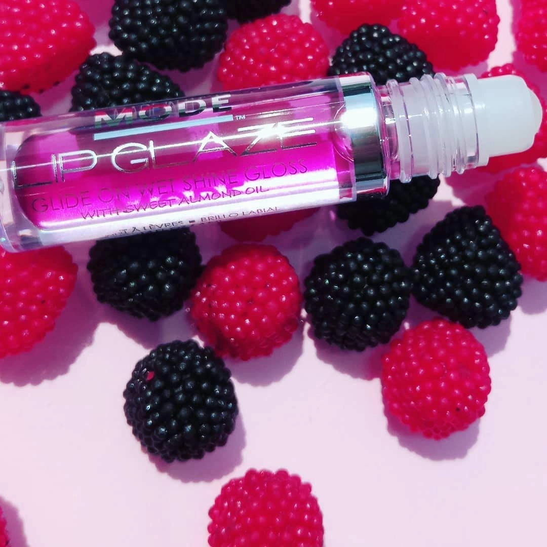 MODE Lip Glaze Flavored Lip Gloss SUGARED WILDBERRY Delicious Yummy Flavor, Roll On Sweet Wet Nourishing Shine, Moisturizing Natural Skincare Fruit Oils, Made in NY USA