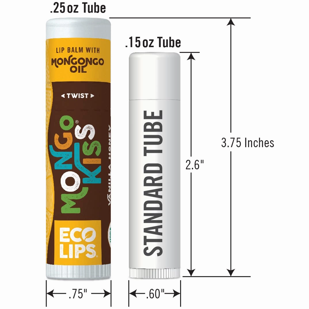 Mongo Kiss Organic Lip Balm 6-Pack by Eco Lips 100% Organic Beeswax & Cocoa Butter Lip Care with Mongongo Oil - Soothe & Moisturize Dry & Cracked Lips - Made in USA. (Pomegranate, Yumberry, Blood Oran