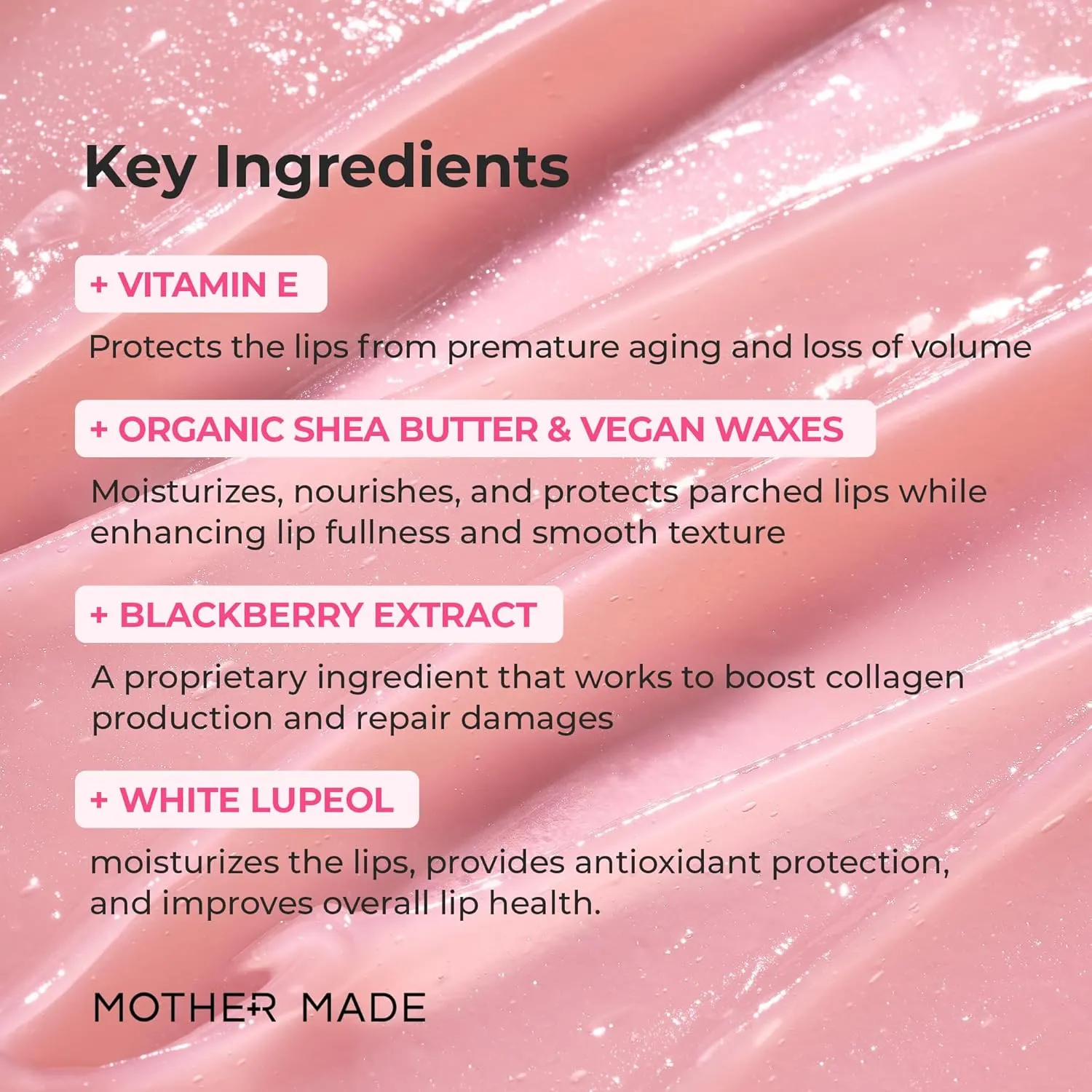 MOTHER MADE Lip Care Balm Plumping Vitamin E Vegan Lip Sleeping Mask 2EA, with Organic Shea Butter, Natural Oils, Vegan Collagen, For Dry Chapped Lips, Stocking Stuffers, Korean Skin Care